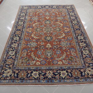 tappeto persiano yazd da salotto molto elegante color rosso ruggine