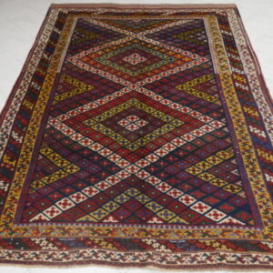 antico tappeto gashgai da salotto molto vivace e colorato