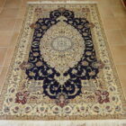 tappeto persiano nain fondo blu da salotto 6 fili