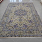 tappeto persiano nain 9 fili fondo chiaro misto seta da salotto