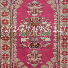 antico tappeto turco ghiordes a doppia preghiera fondo rosa ciclamino 215x133 cm