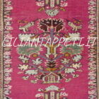 antico tappeto turco ghiordes a doppia preghiera fondo rosa ciclamino 215x133 cm