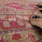 antico tappeto turco ghiordes a doppia preghiera fondo rosa ciclamino 215x133 cm