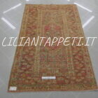 antico tappeto turco ghiordes a doppia preghiera fondo rosa ciclamino 215x133 cm
