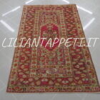 antico tappeto turco ghiordes a doppia preghiera fondo rosa ciclamino 215x133 cm