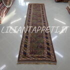 antico tappeto passatoia gashgai con i boteh stilizzati sul campo 390x100 cm