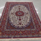 tappeto persiano isfahan misto seta da salotto fondo avorio