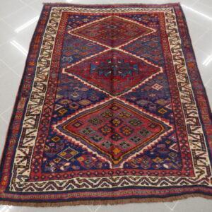 antico tappeto persiano lori da salotto geometrico color rosso e blu