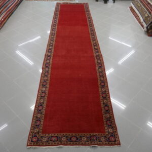 raro tappeto persiano passatoia lunga keshan fondo rosso tinta unita