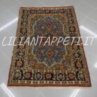 tappeto persiano kum vecchio lana su cotone fondo azzurro 148x108 cm
