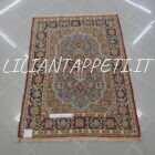 tappeto persiano kum vecchio lana su cotone fondo azzurro 148x108 cm