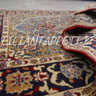 tappeto persiano kum vecchio lana su cotone fondo azzurro 148x108 cm