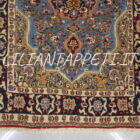 tappeto persiano kum vecchio lana su cotone fondo azzurro 148x108 cm