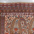 tappeto persiano gashgai khamseh antico fondo avorio da salotto con i boteh grandi tutto lana 192x132 cm