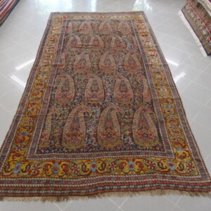 antico tappeto grande persiano gashgai khamseh baharlu con i botteh grandi e colori allegri tipo giallo