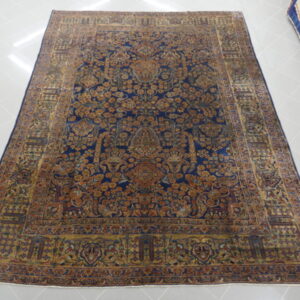 antico tappeto persiano saruk mohajeran autentico fondo blu da sala