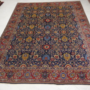 antico tappeto persiano veramin fondo blu senza il medaglione da sala