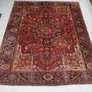 tappeto Heriz Antico fondo rosso avorio grande