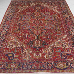 antico tappeto persiano heriz da salotto fondo rosso