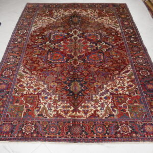 tappeto Heriz Antico fondo rosso avorio grande