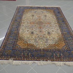 tappeto persiano Isfahan fondo avorio da salotto