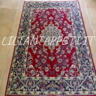 tappeto persiano isfahan misto seta firmato davari fondo rosso 173x111 cm