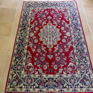 tappeto persiano isfahan misto seta firmato fondo rosso