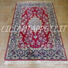 tappeto persiano isfahan misto seta firmato davari fondo rosso 173x111 cm