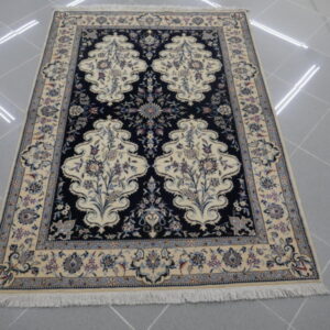 piccolo tappeto persiano nain 6fili fondo blu-avorio da salotto