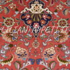 Tappeto persiano Tabriz 60 Raj extrafine antico fondo rosso con medaglione centrale e bordura blu annodato a mano 250x240 cm