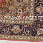 Tappeto persiano Tabriz 60 Raj extrafine antico fondo rosso con medaglione centrale e bordura blu annodato a mano 250x240 cm