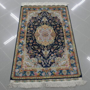 piccolo tappeto persiano tabriz 70raj fondo blu
