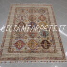 tappeto orientale ziegler da salotto fondo grigio in lana 205x152 cm