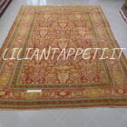 tappeto turco antico kayseri da salotto senza il medaglione tutto lana fondo rosso 338x240 cm