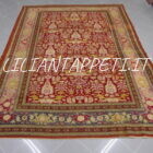 tappeto turco antico kayseri da salotto senza il medaglione tutto lana fondo rosso 338x240 cm