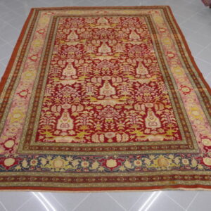 antico tappeto turco kayseri da salotto senza il medaglione fondo rosso avorio