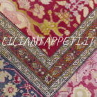 tappeto turco antico kayseri da salotto senza il medaglione tutto lana fondo rosso 338x240 cm