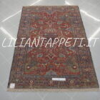 antico tappeto persiano azarbaijan karadagh da salotto fondo rosso 205x142 cm