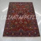 antico tappeto persiano azarbaijan karadagh da salotto fondo rosso 205x142 cm