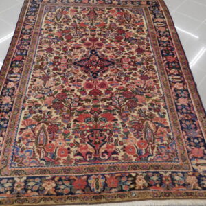 antico tappeto persiano borcialu da salotto fondo avorio floreale