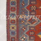 tappeto caucaso shirvan akstafa antico fondo azzurro con 4 medaglioni rossi ruggine tutto lana 200x117 cm