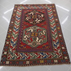 antico tappeto kazak chondzoresk a nuvoli multicolore da salotto