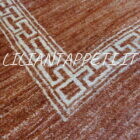 tappeto afghano gabbeh moderno fondo marrone da salotto con 2 piccole cornicette motivo greca in lana 250x175 cm