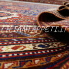 tappeto persiano gashgai antico da salotto fondo blu tutto lana 248X170 cm