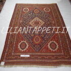 tappeto persiano gashgai antico da salotto fondo blu tutto lana 248X170 cm