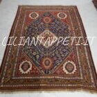 tappeto persiano gashgai antico da salotto fondo blu tutto lana 248X170 cm