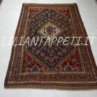 tappeto antico persiano gashgai da salotto fondo blu 236x156 cm tutto lana
