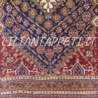 tappeto antico persiano gashgai da salotto fondo blu 236x156 cm tutto lana