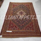 tappeto antico persiano gashgai da salotto fondo blu 236x156 cm tutto lana