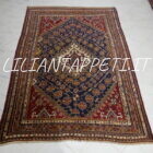 tappeto antico persiano gashgai da salotto fondo blu 236x156 cm tutto lana